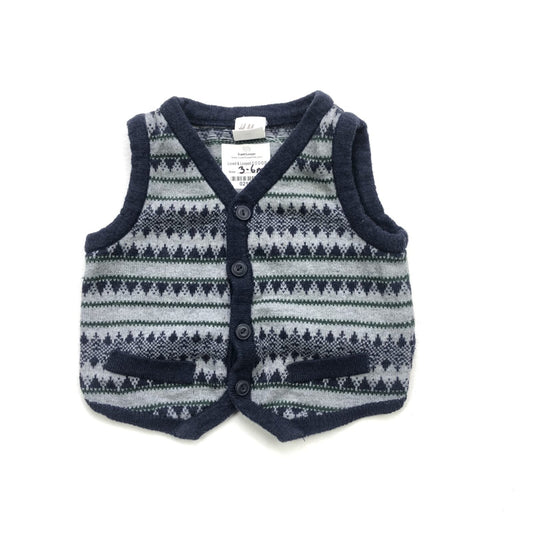 Cotton/Wool mix knitted waistcoat with contrast hem