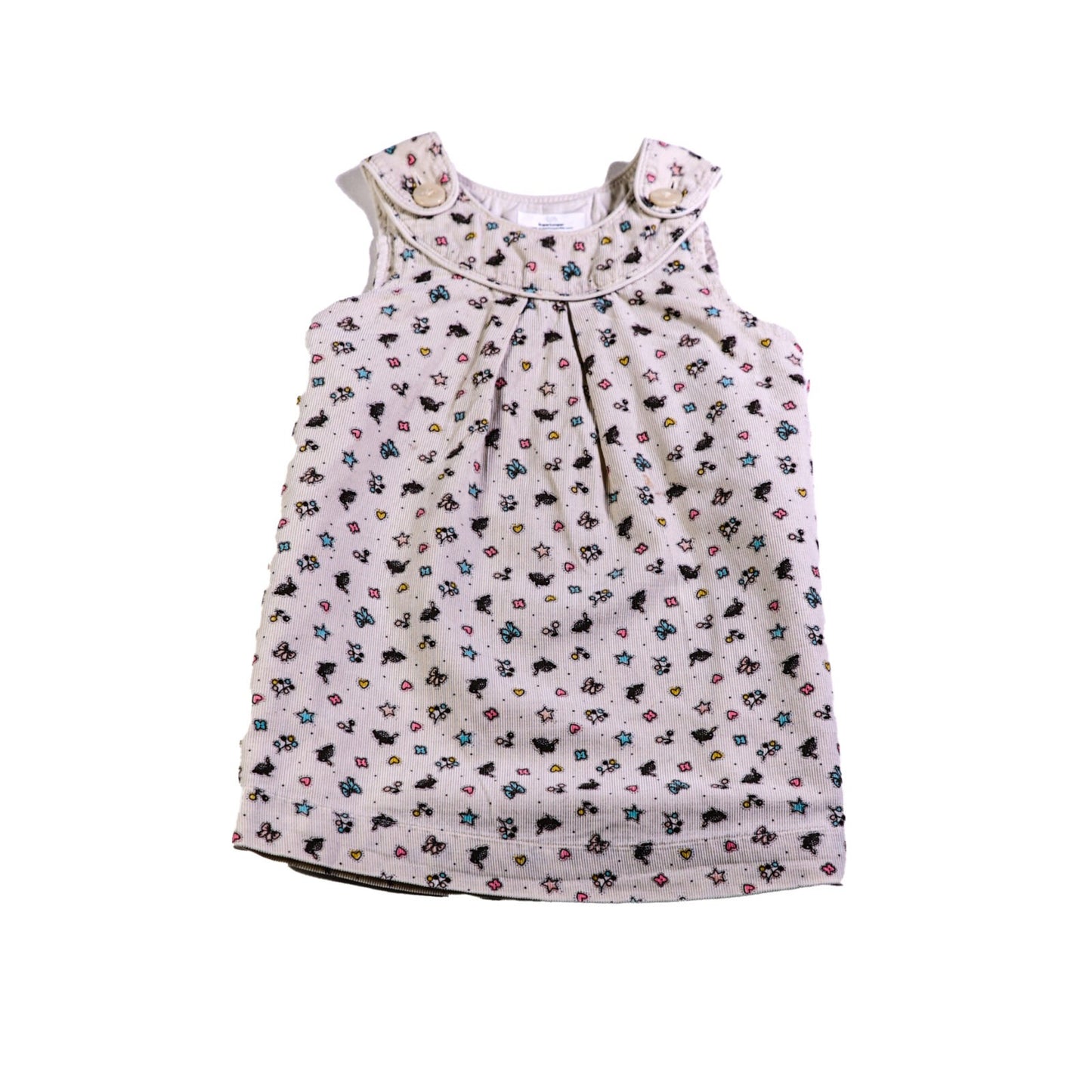 Baby cord bunny print pinafore