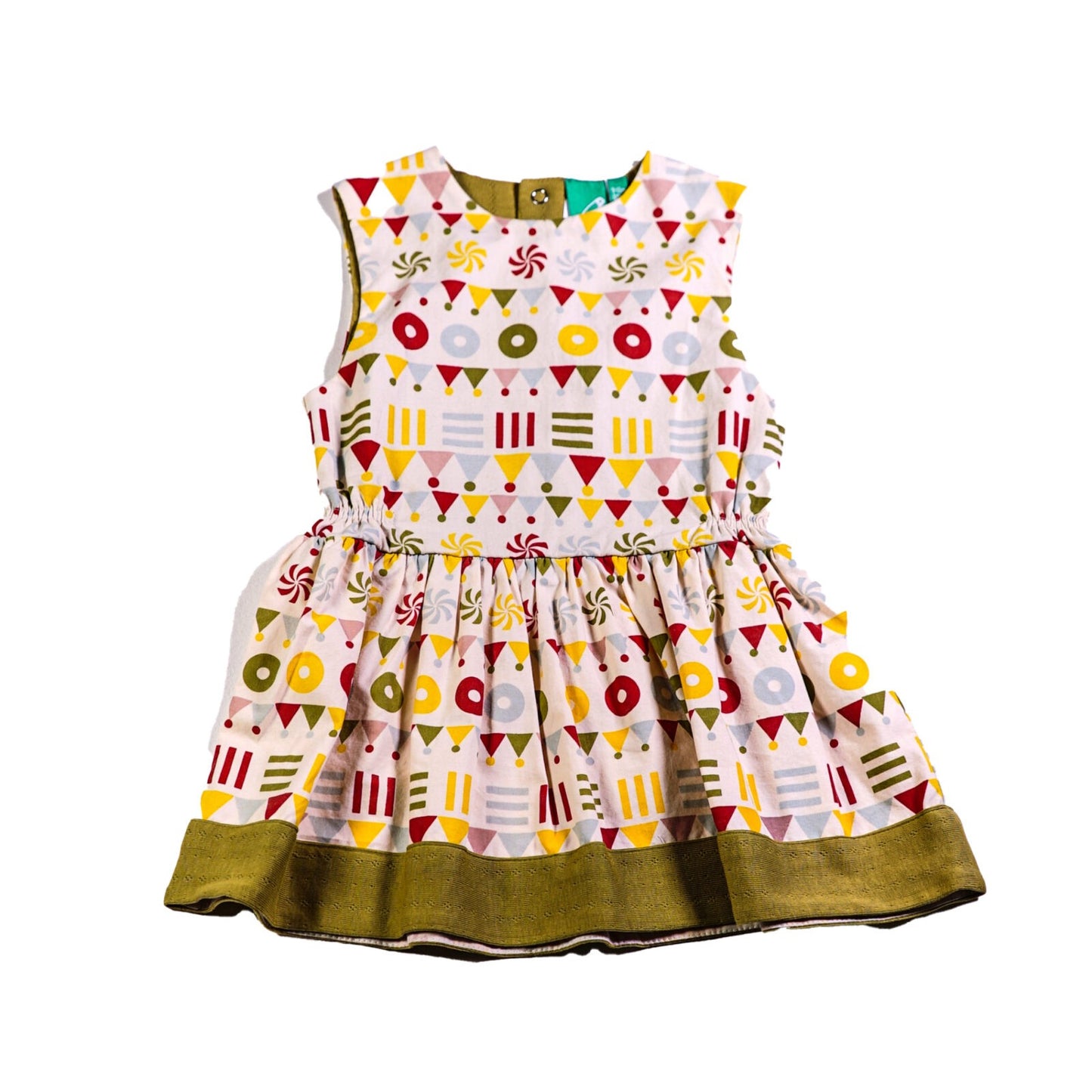 Organic cotton printed sleeveless dress with contrast lining