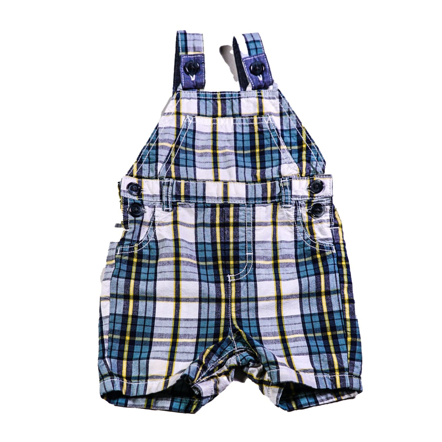 Cotton checked dungaree shorts