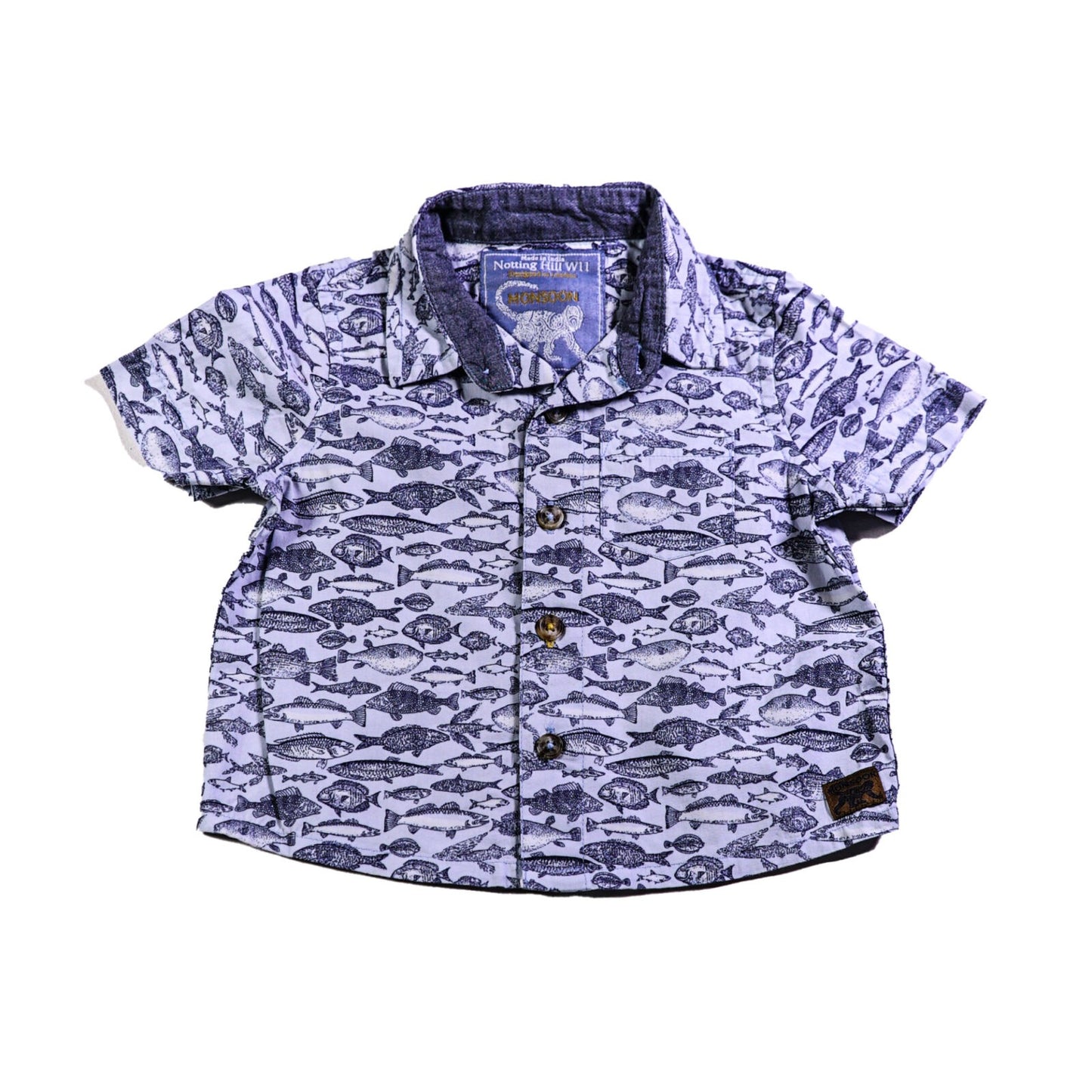 Cotton Hawaii shirt with fishes print