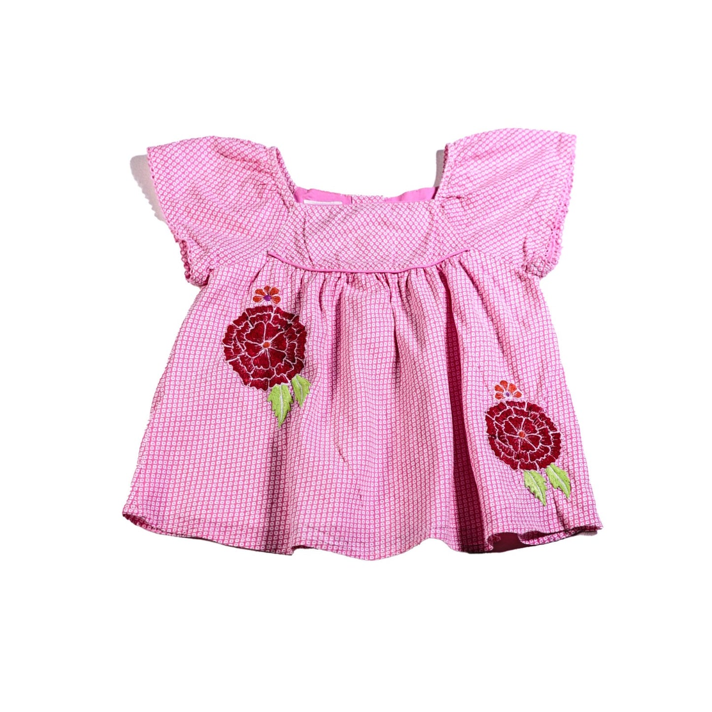 Cotton top with large embroidered flowers