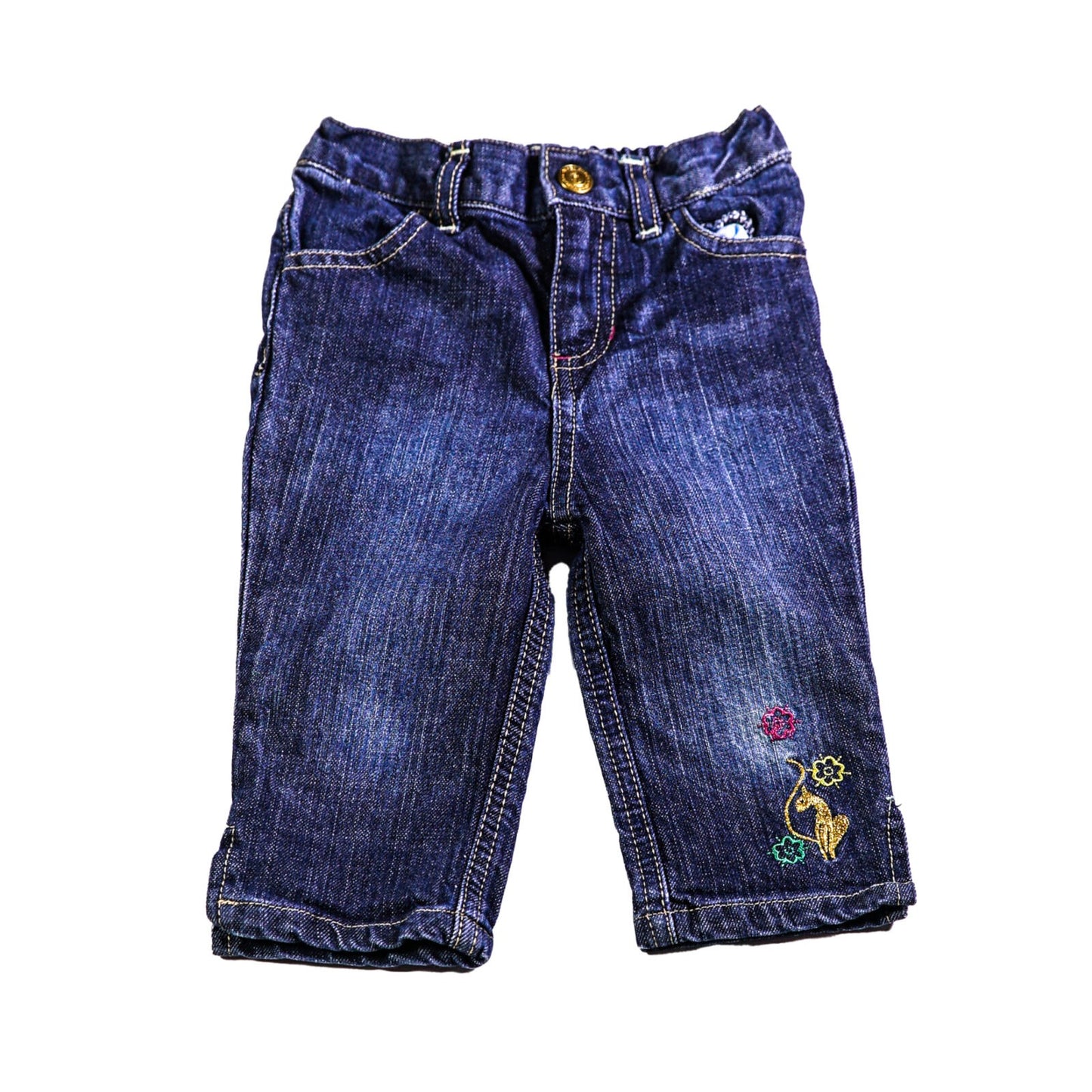 Cotton denim jeans with 'Baby Phat' embroidery on back pockets