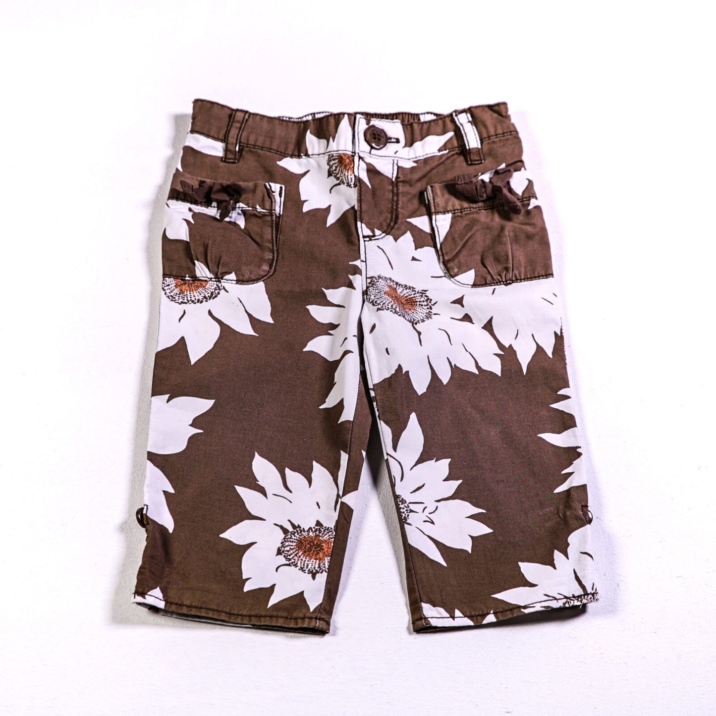 Cotton trousers with giant flower print