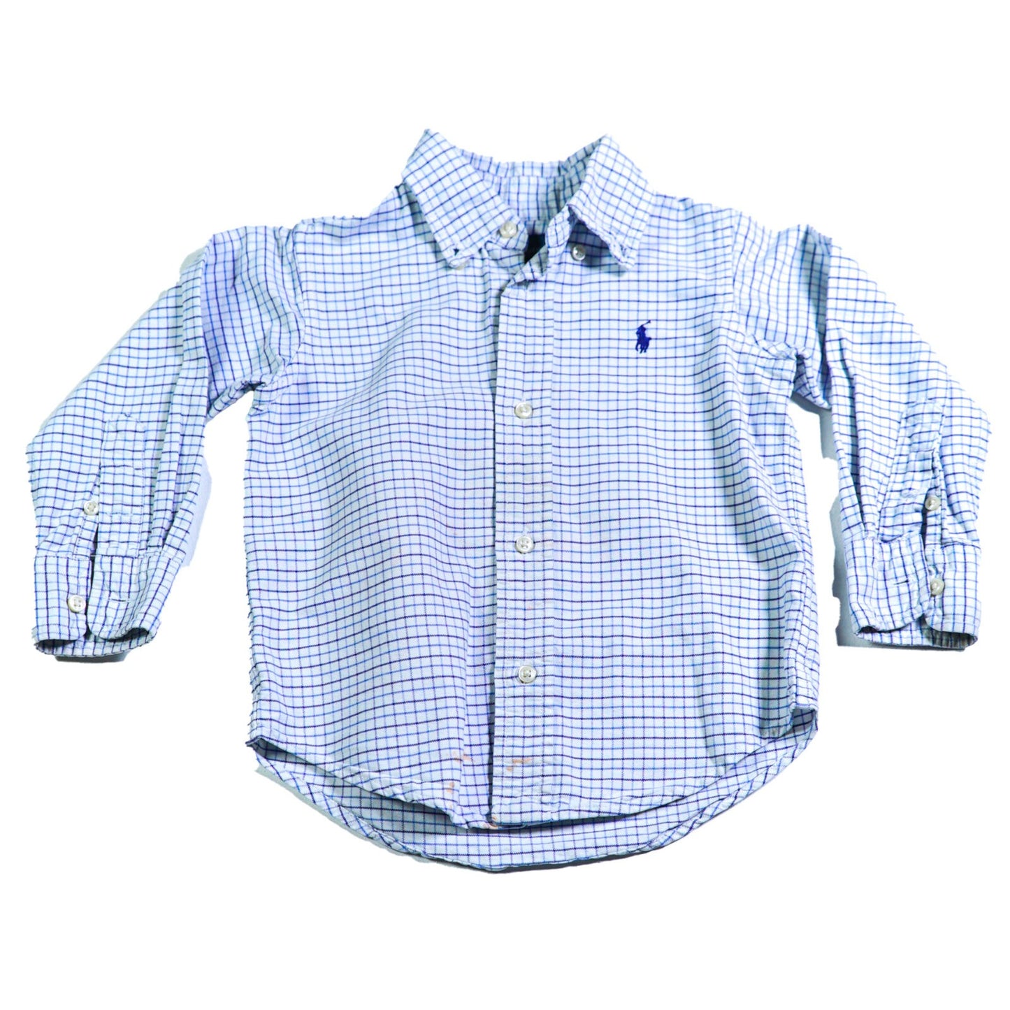 Cotton check with logo shirt with button down collar
