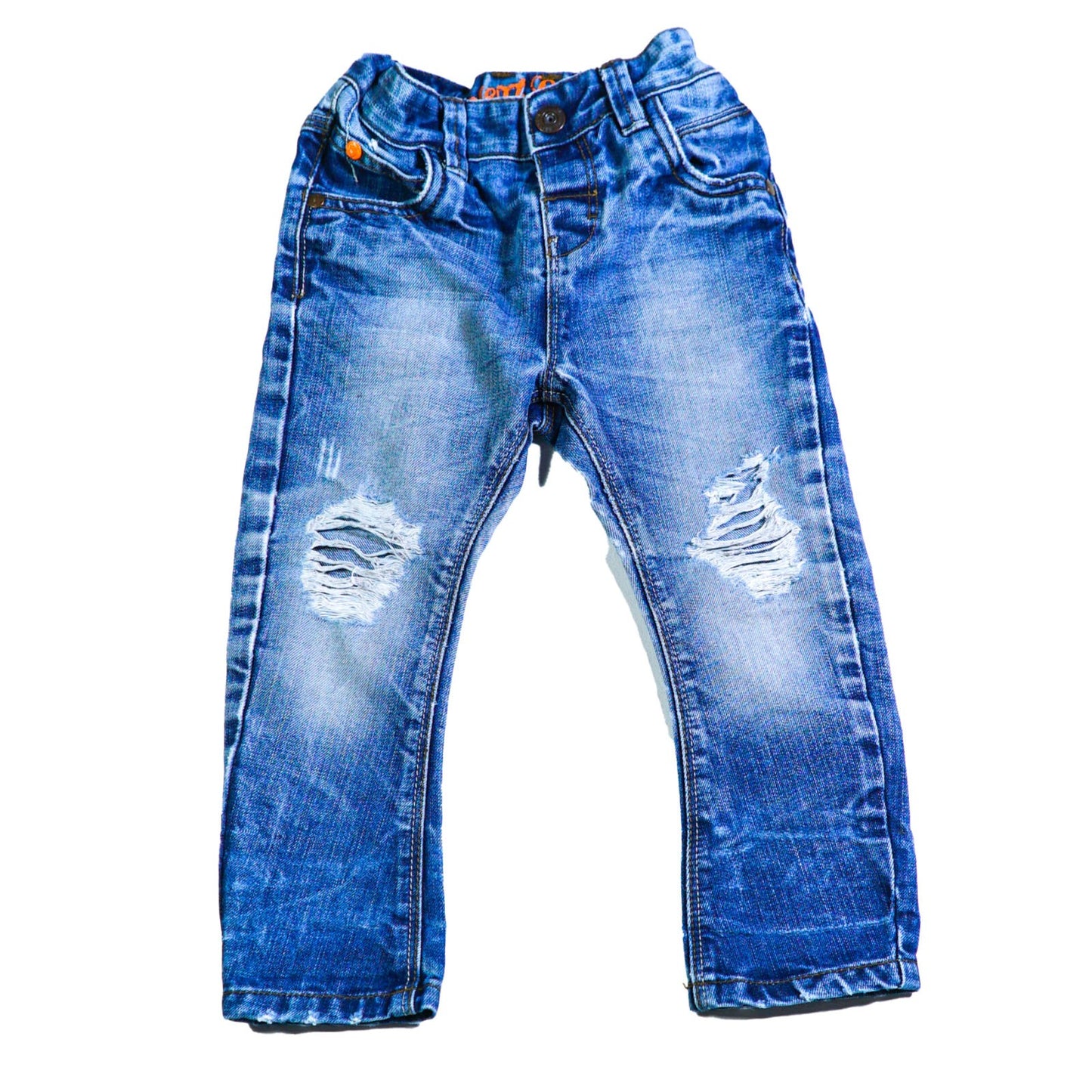 Denim distressed jeans with elasticated waist