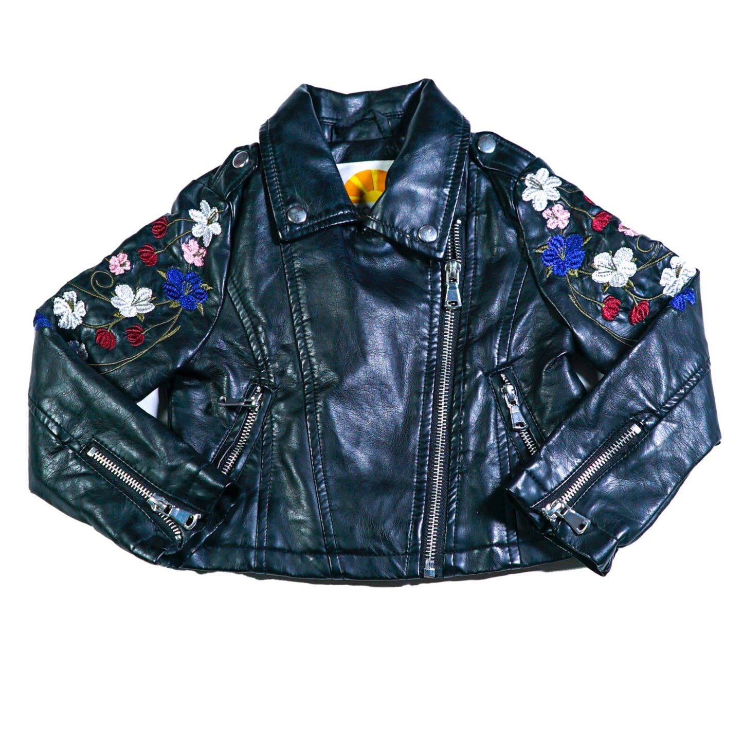 Pleather jacket with floral design