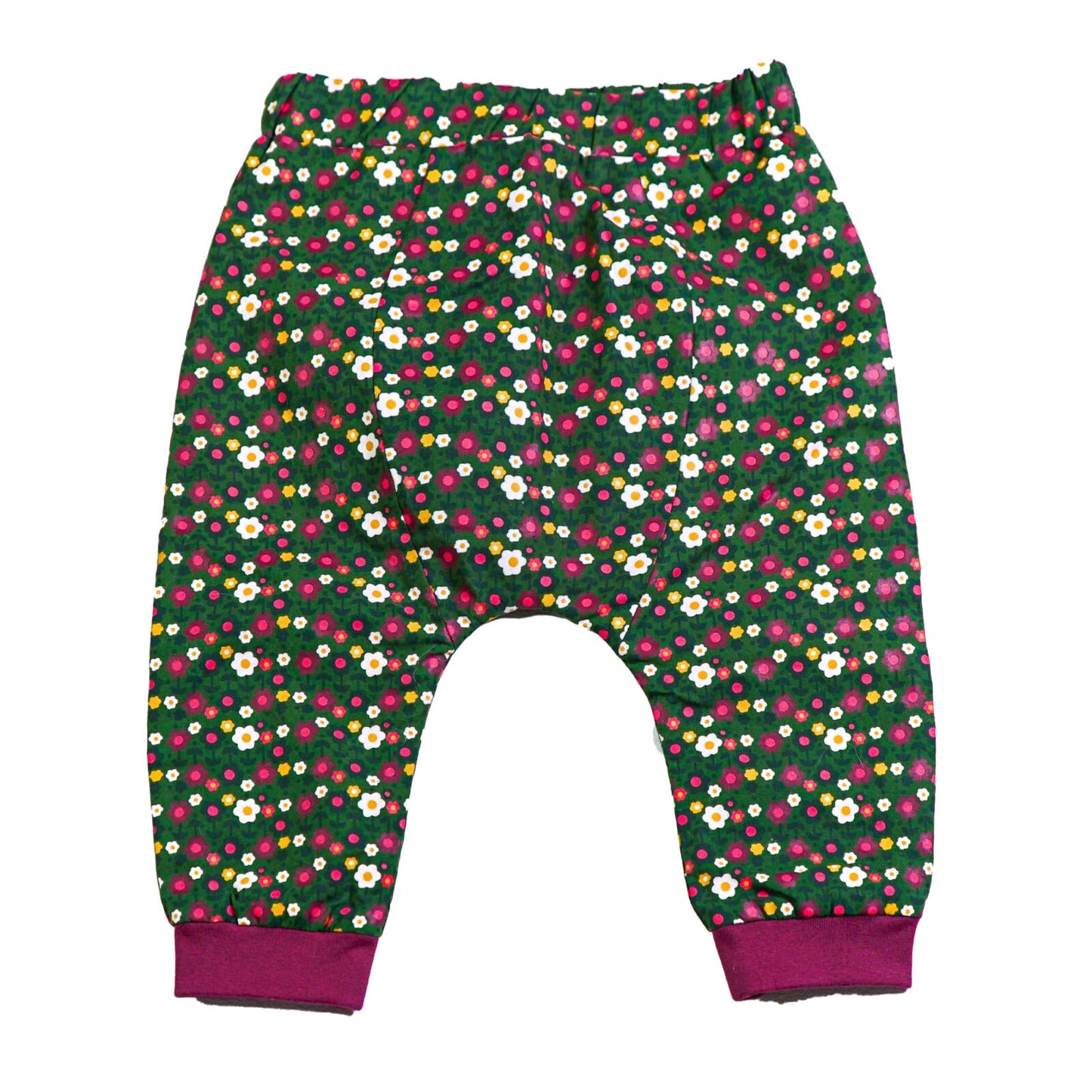 Organic cotton pull-on joggers with flower print jersey lining