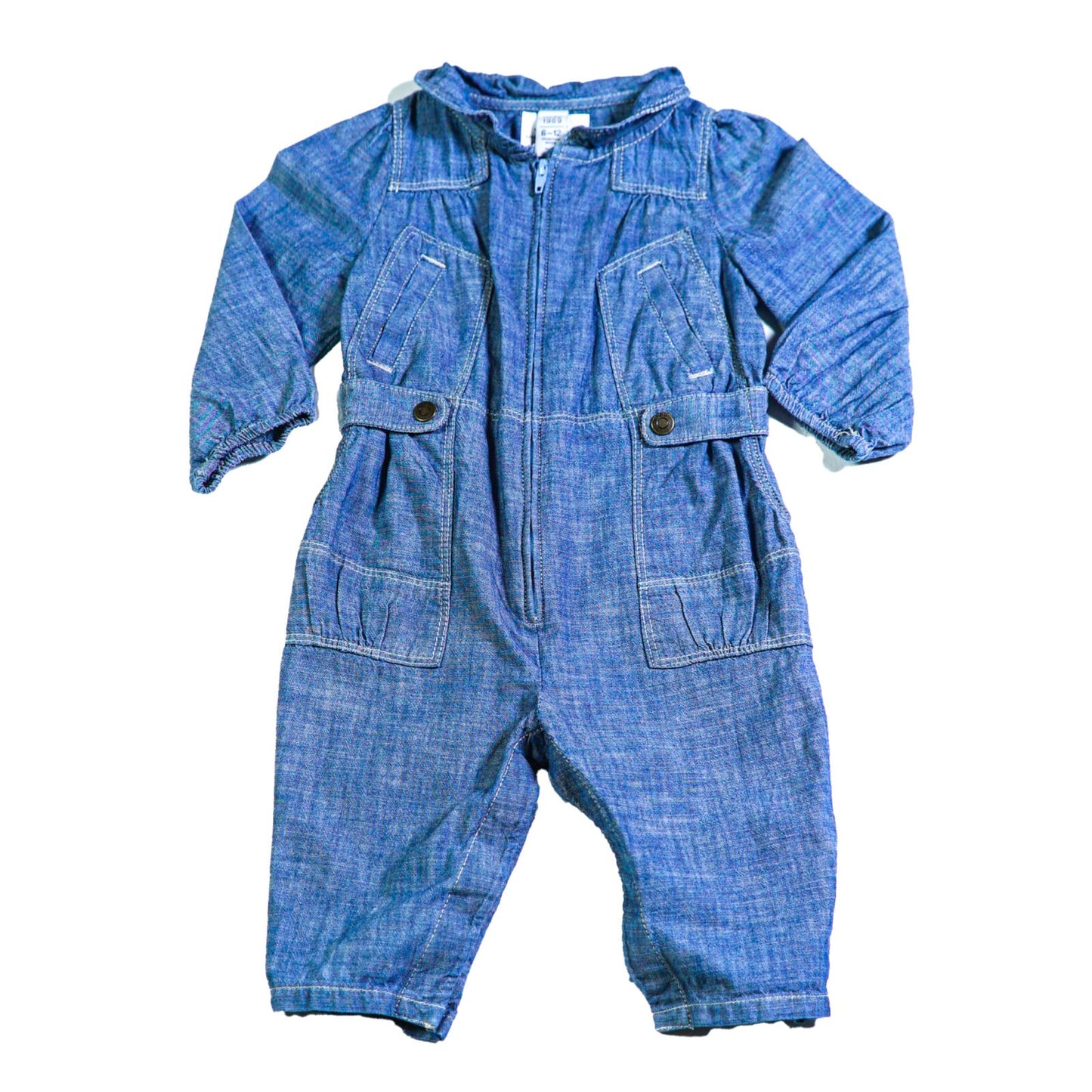 Cotton chambray denim playsuit