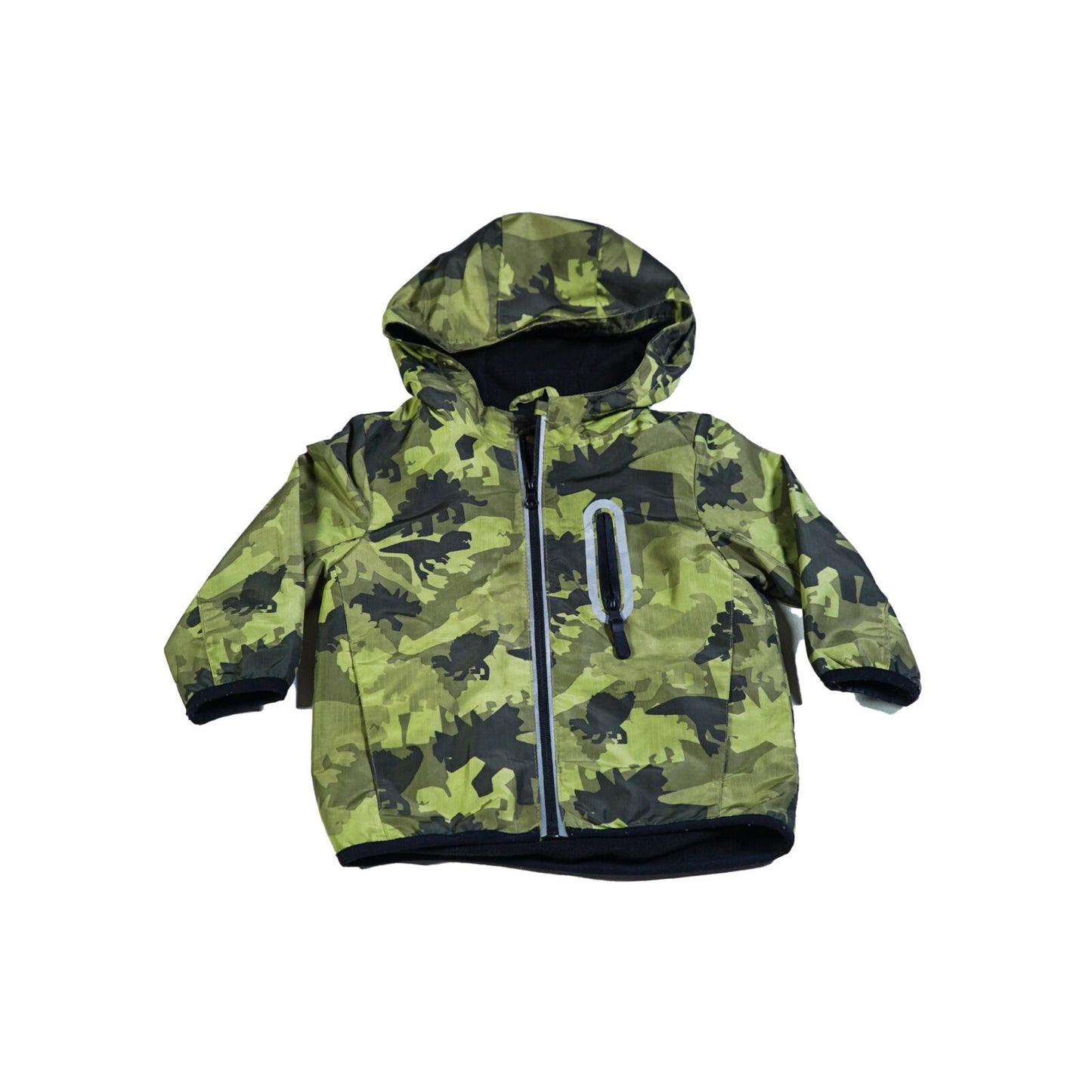 Polyester fleece lining camo anorak with hood