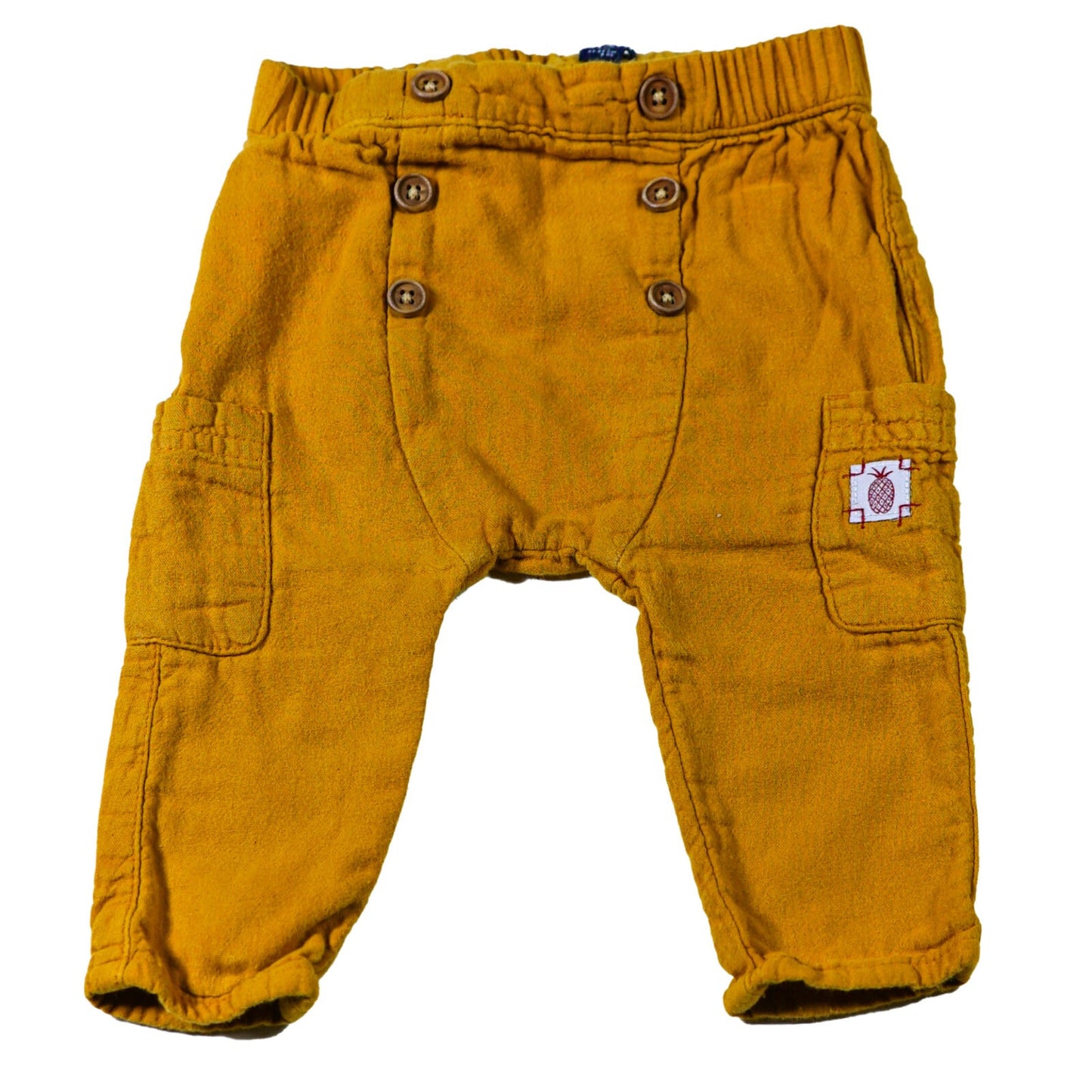 Cotton pull-on trousers with front button detail