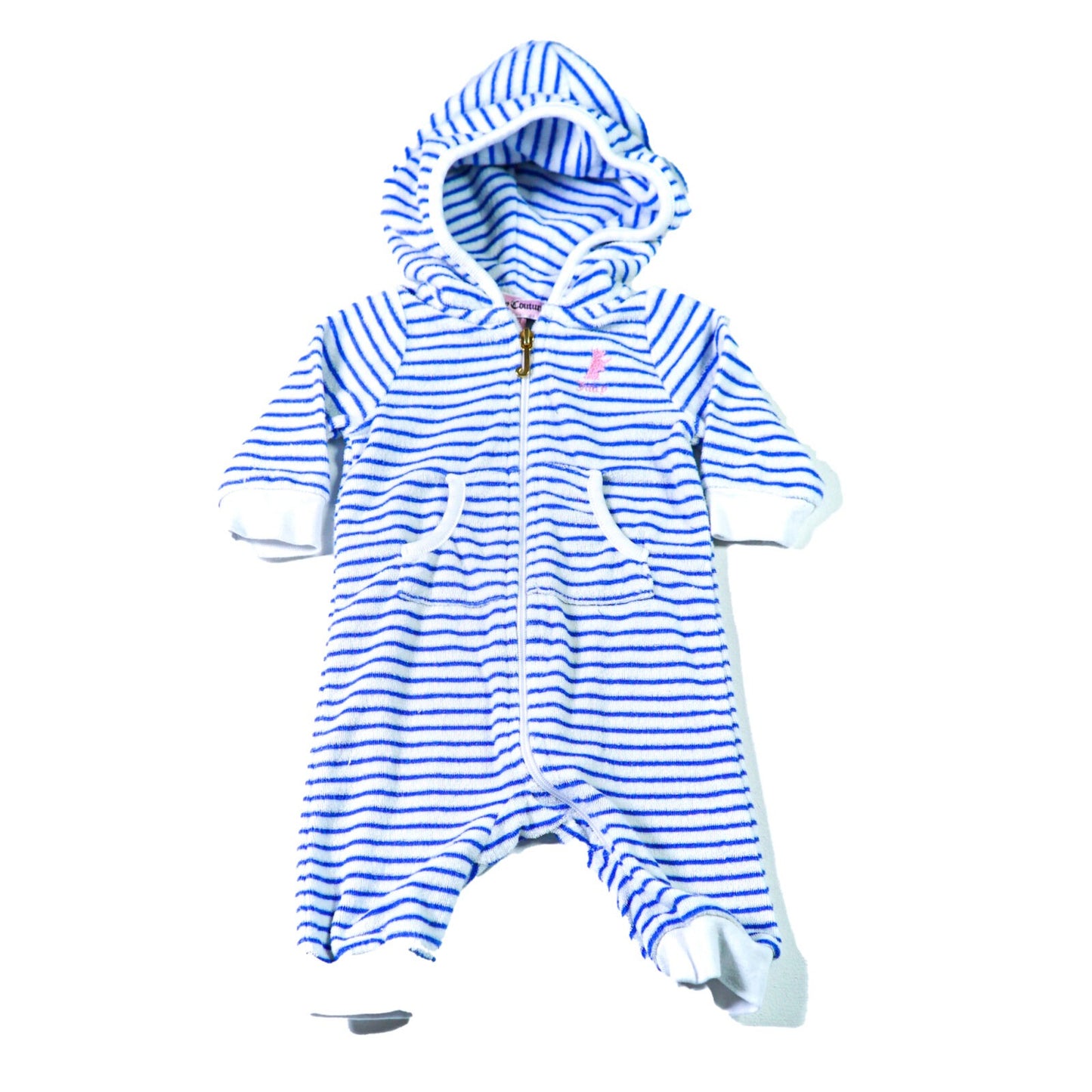 Cotton and polyester towelling hooded baby grow