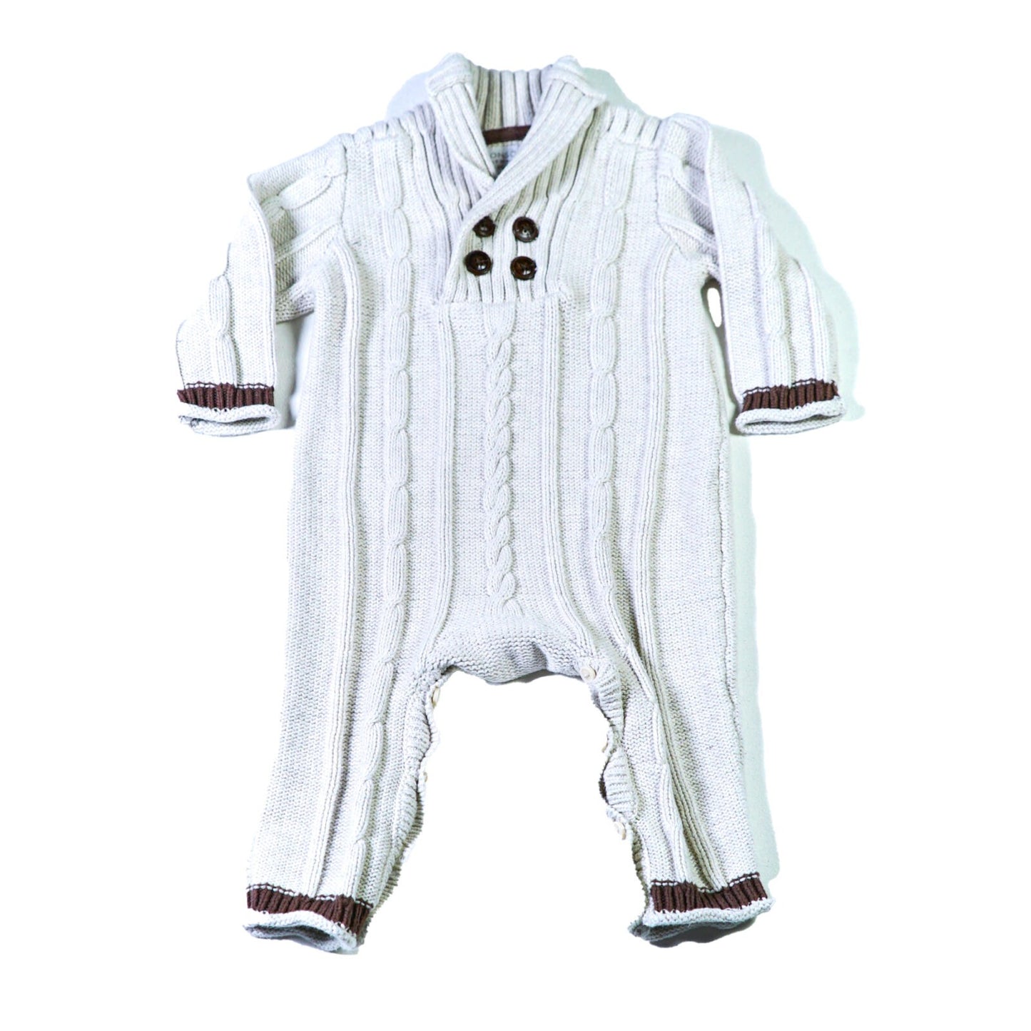 Cotton cable knit all-in one with shawl collar