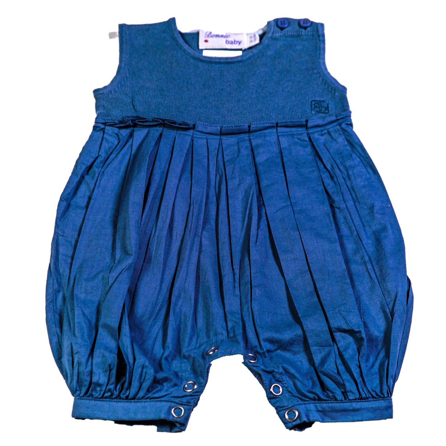 Cotton rompers with pleated body and legs