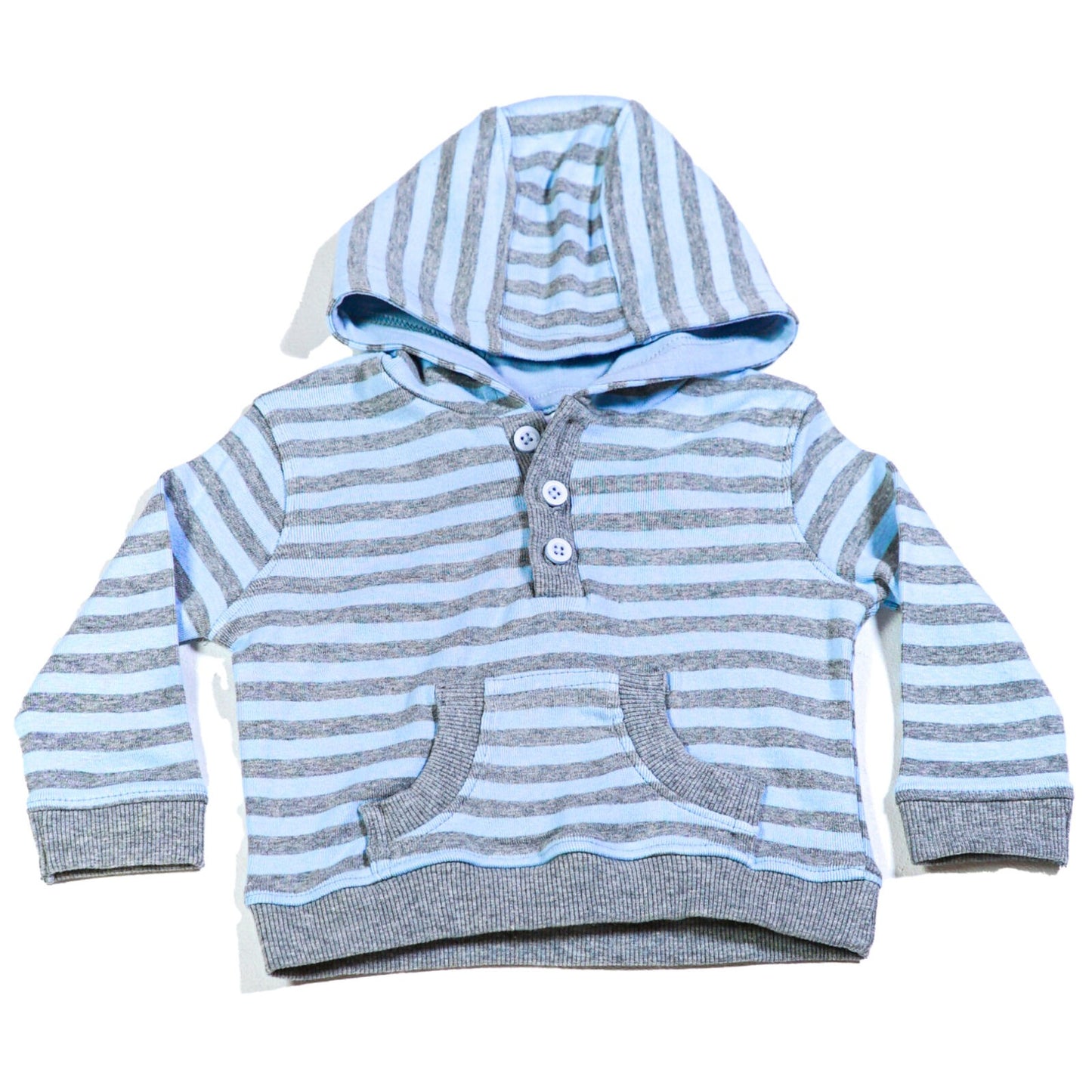 Cotton and polyester striped pull-on hoodie top