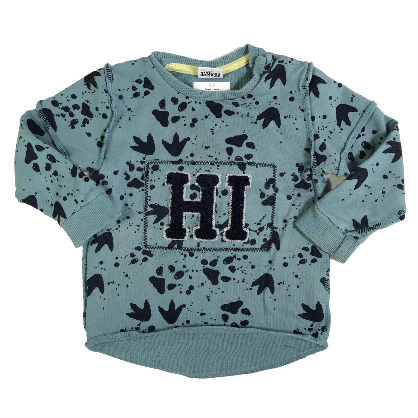 Cotton sweatshirt with appliqué 'Hi'