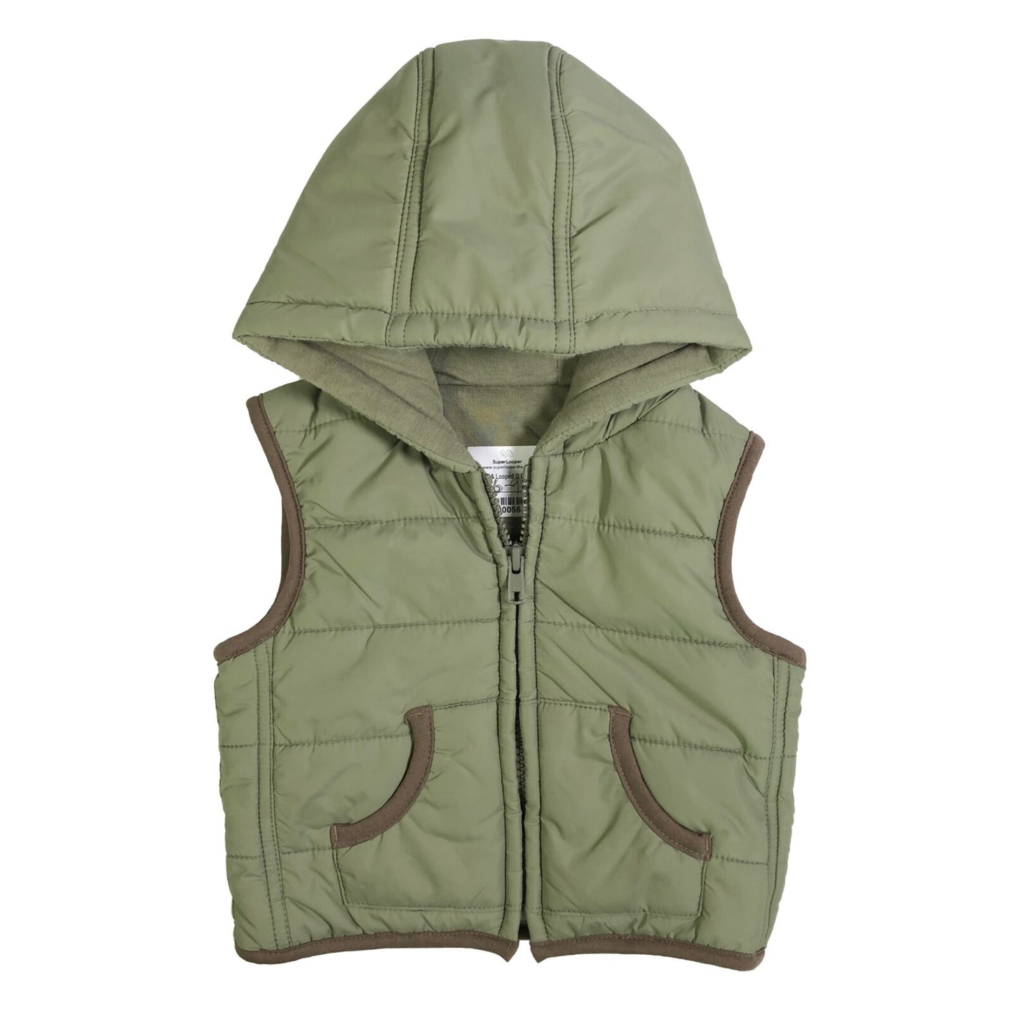 Polyester quilted sleeveless gilet with hood