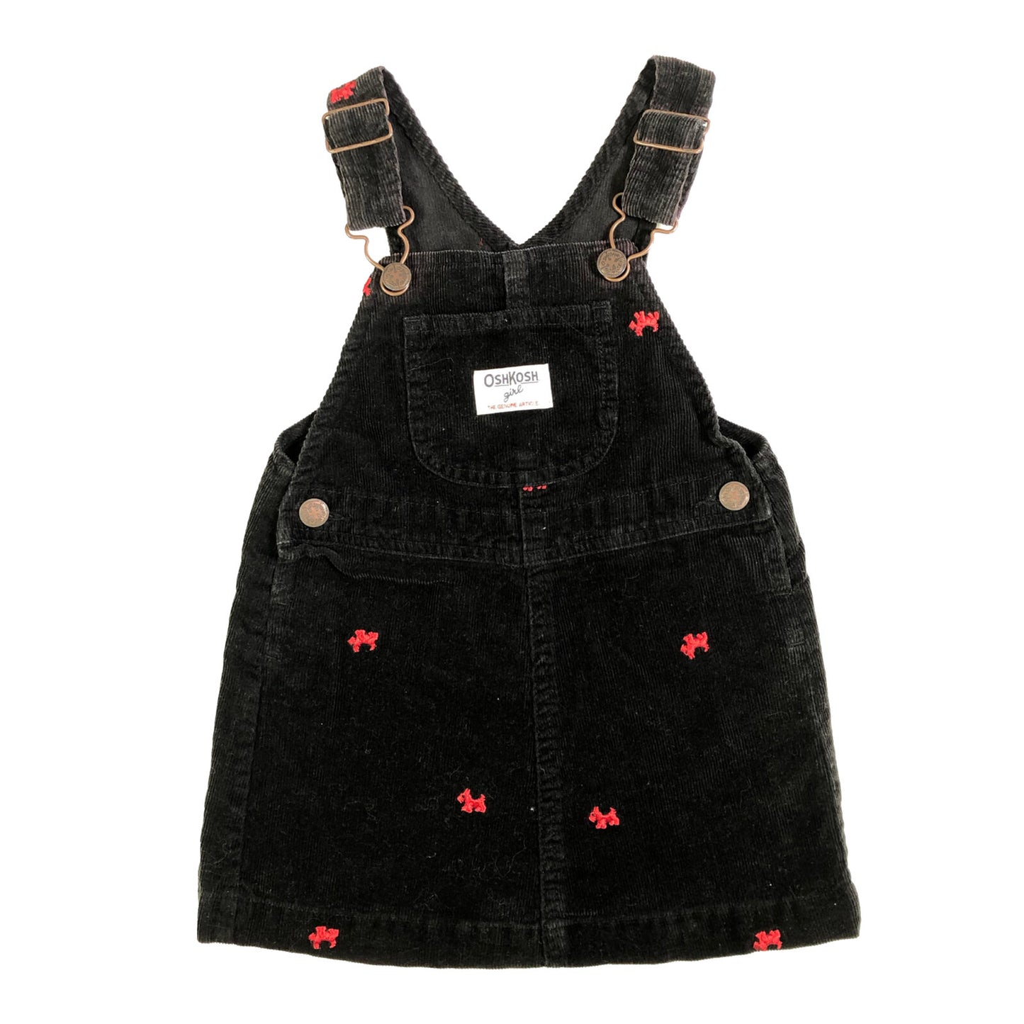 Needle cord pinafore embroidered scottie dogs