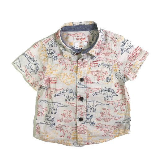 Cotton s/s shirt with prehistoric creatures print