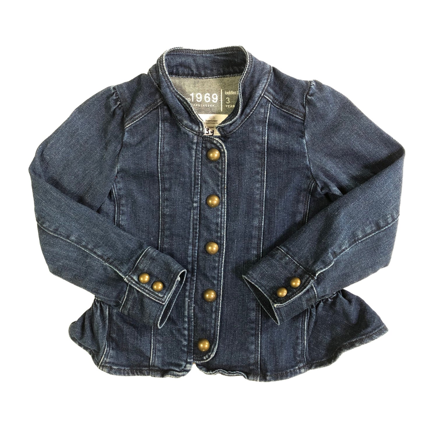 Cotton fitted denim jacket with peplum